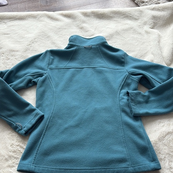 Columbia Full Zip Fleece Women’s Small Teal Blue Outdoor Hiking Cozy Layer - Picture 4 of 7